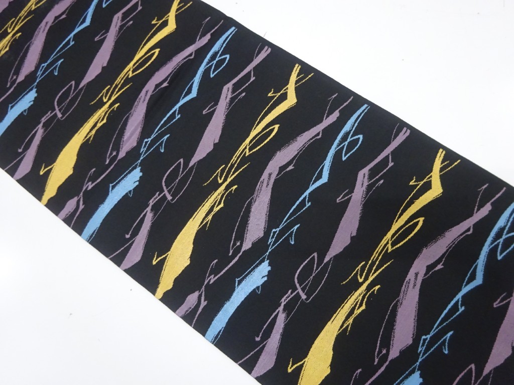 JAPANESE KIMONO / ANTIQUE FUKURO OBI / SILK / WOVEN ABSTRACT PATTERN